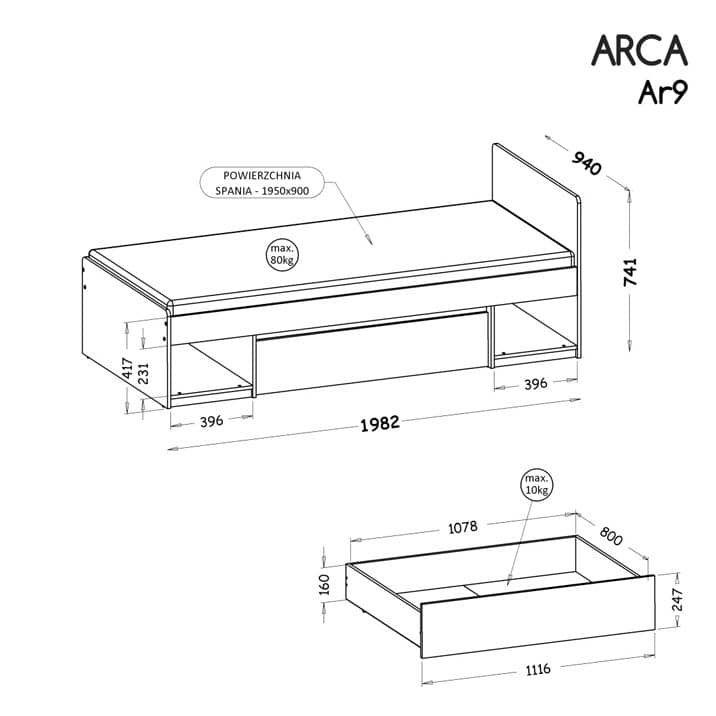 Brix Drawers Bed, Oak Wotan