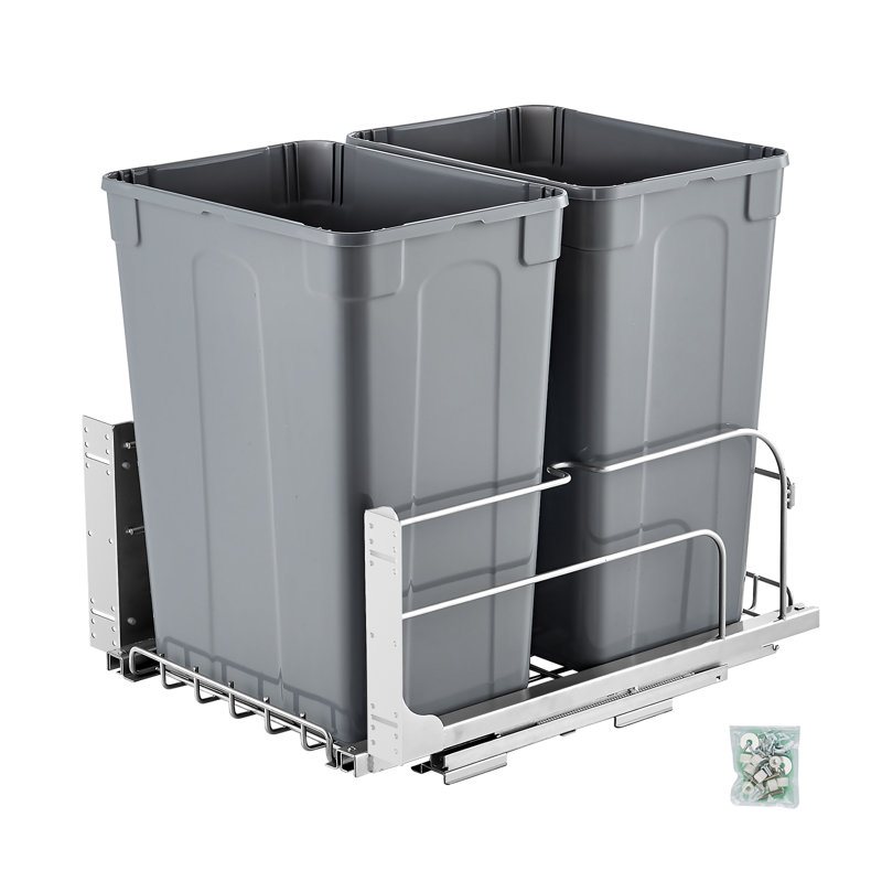 Poubelle de cuisine à double fermeture avec poubelle grise 35QTx2