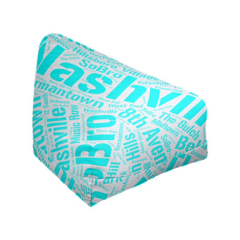 Classic Bean Bag, 30" H x 27" W x 25" D, Nashville, Cyan Polyester Blend