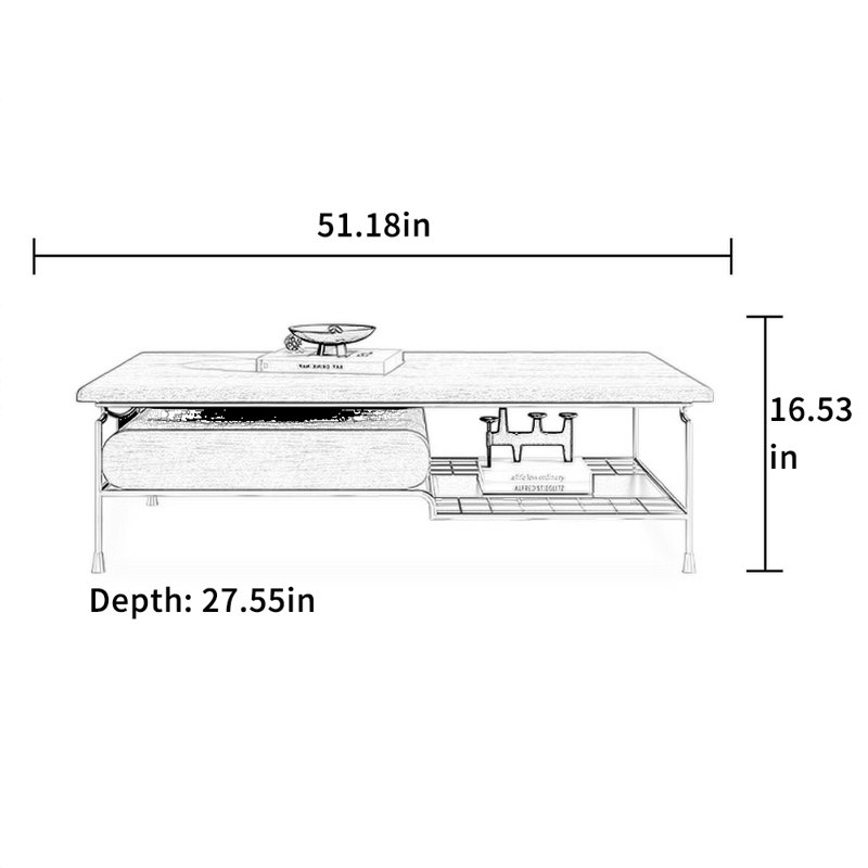 Rectangular modern minimalist coffee table