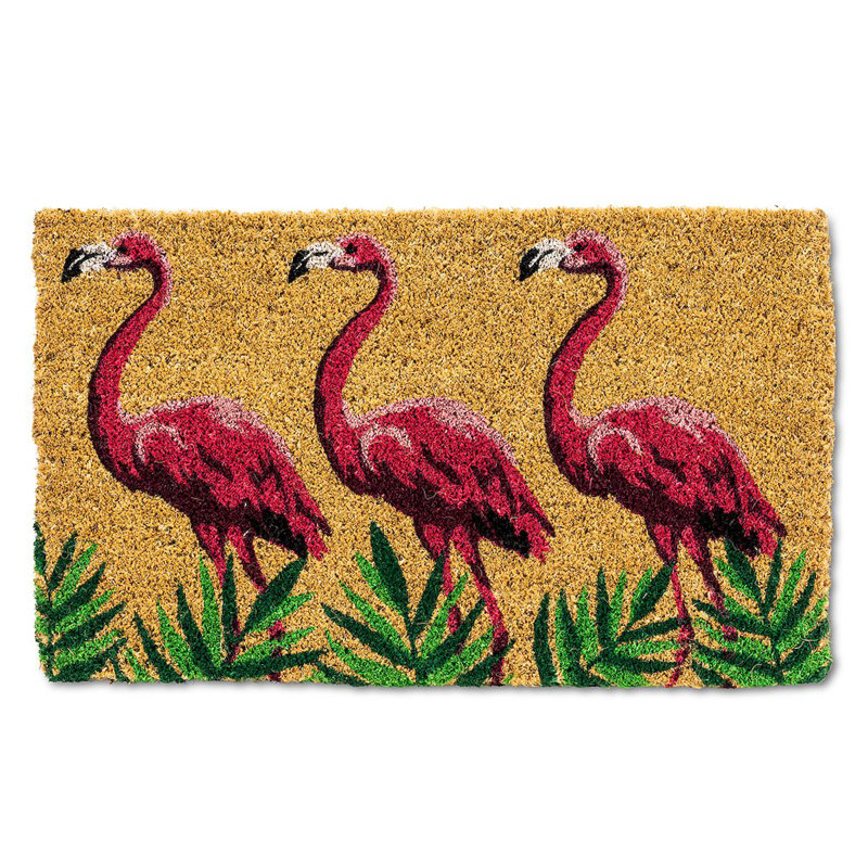 Tapis de porte d'extérieur Bohn Flamingo Parade 30 po x 18 po