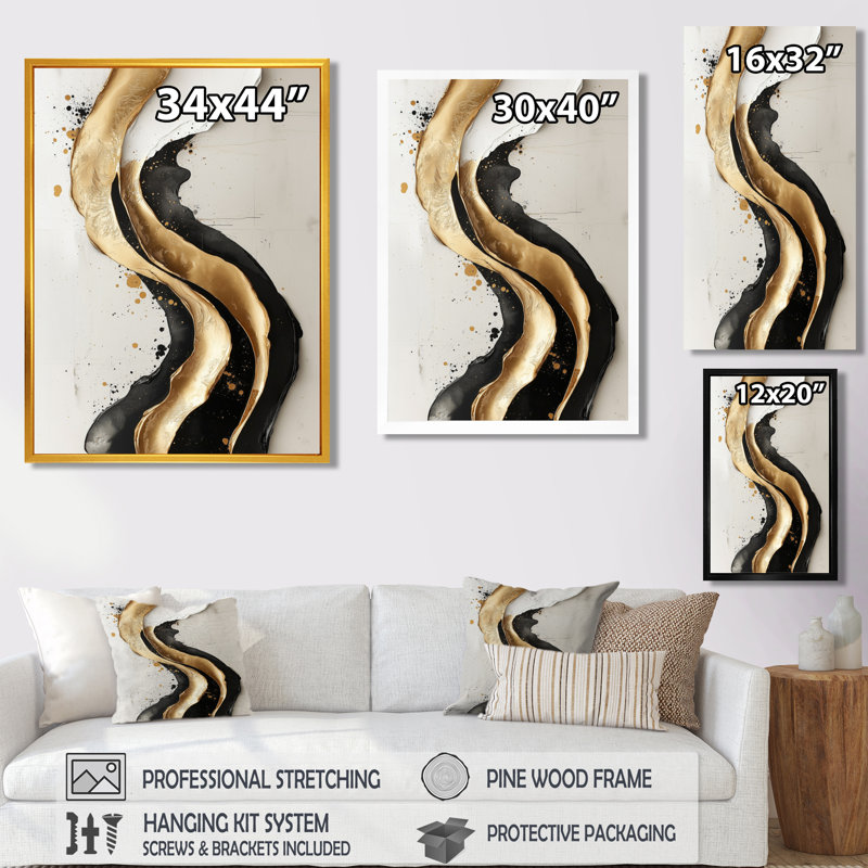 Nyeisha - Abstract Wall Art Prints, Black, 20" H x 12" W, Reproduction encadrée d'une seule photo