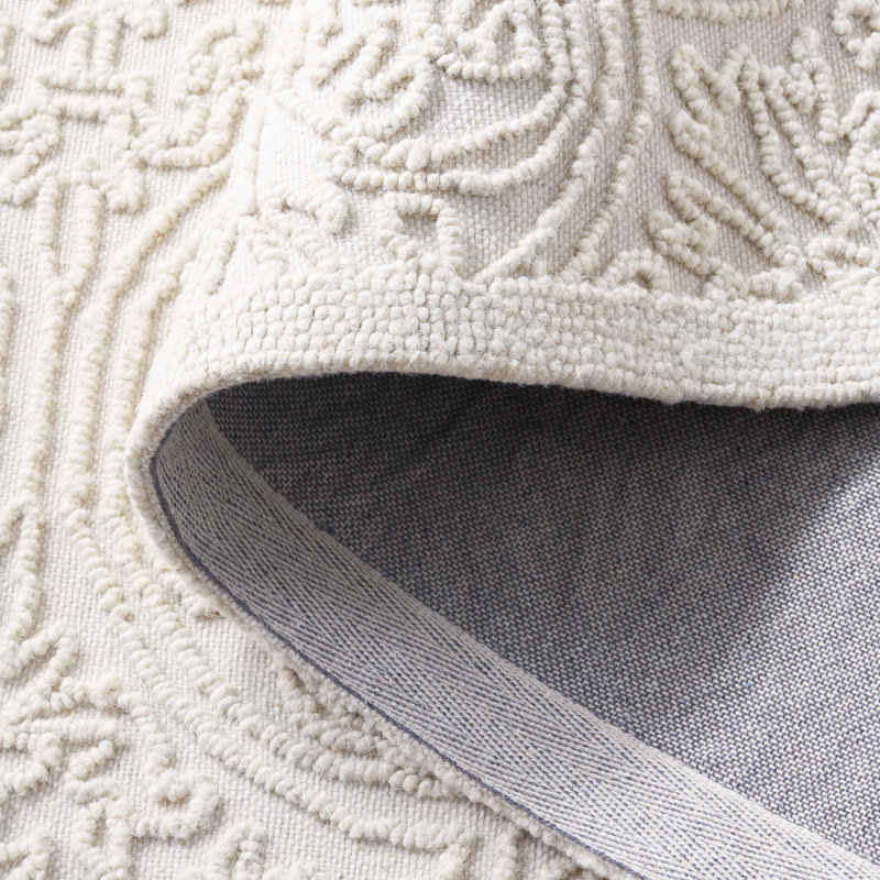 Martha Stewart Hand Tufted Wool And Cotton With Latex Damask Rug, Square 6"