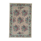 Hand-Knotted High-Quality Green, Red, and Pink Area Rug