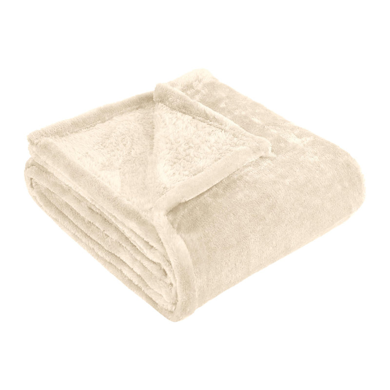 Ivory King Reversible Fleece Wool Blanket