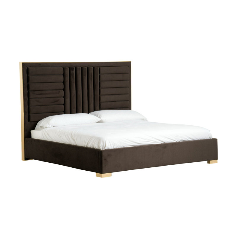 Sunne Full Upholstered Bed, Dark Brown, Queen