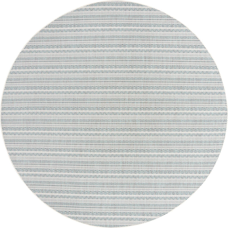 Tapis bleu sarcelle intérieur / extérieur Hewitt, Rond 10 pi