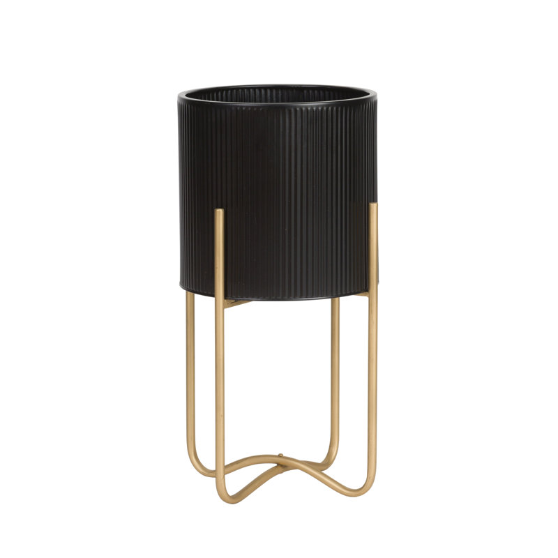 Clabe Everett Pot with Ambrose Base, Gold, 20.5" H x 11.25" W x 11.25" D