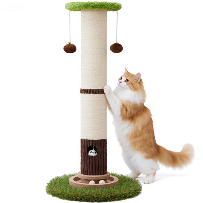 Grand griffoir pour chat avec jouet à billes, 1 unité 34 pouces (vert)