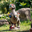 Chimpanzé et statues naines