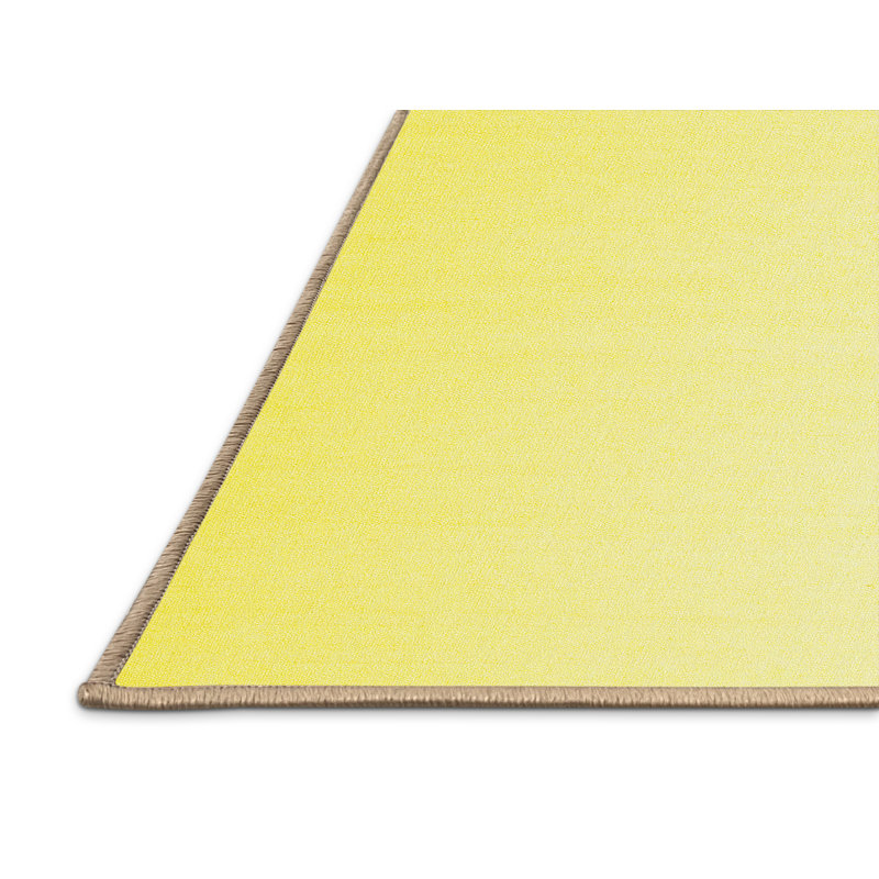 Tapis contemporains jaunes lavables à la machine 983, Rectangle 7 pi x 9 pi
