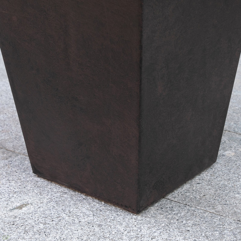 Outsunny Set Of 3 Tall Planters With Drainage Hole, 28" Outdoor Flower Pots, Indoor Planters For Porch Patio And Deck, Brown