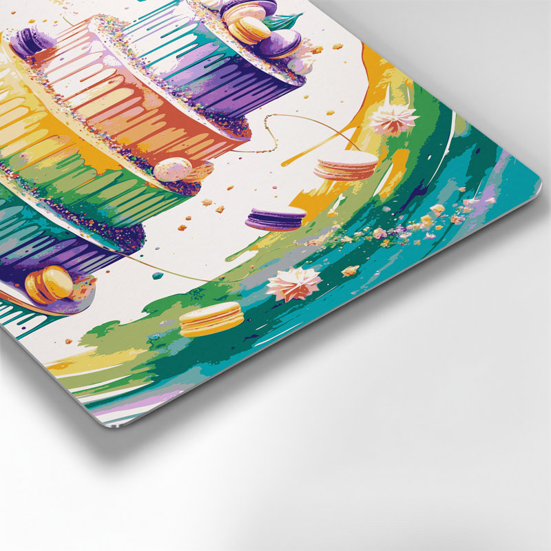 Desserts arc-en-ciel, art mural en métal beige, H 11 po x l 14 po