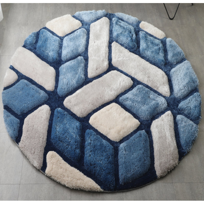 Tapis bleu / gris Gretchen, Rond 7 pi