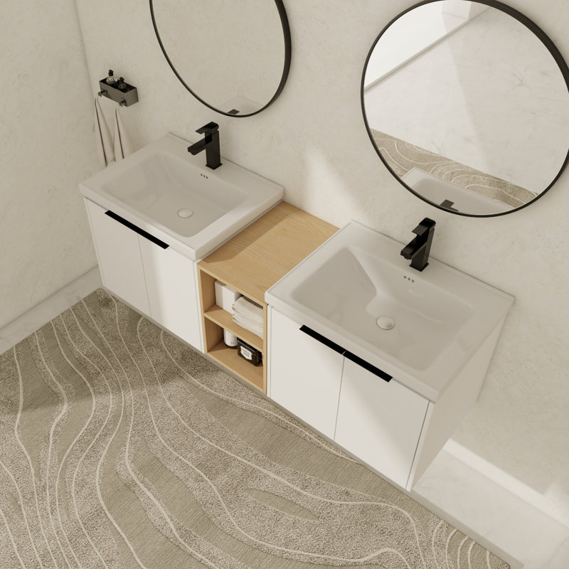 Ensemble de meuble-lavabo double mural 60 po Tyese