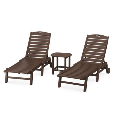 Ensemble 3 pièces de chaise longue avec roulettes Nautical et table d'appoint 18 "South Beach