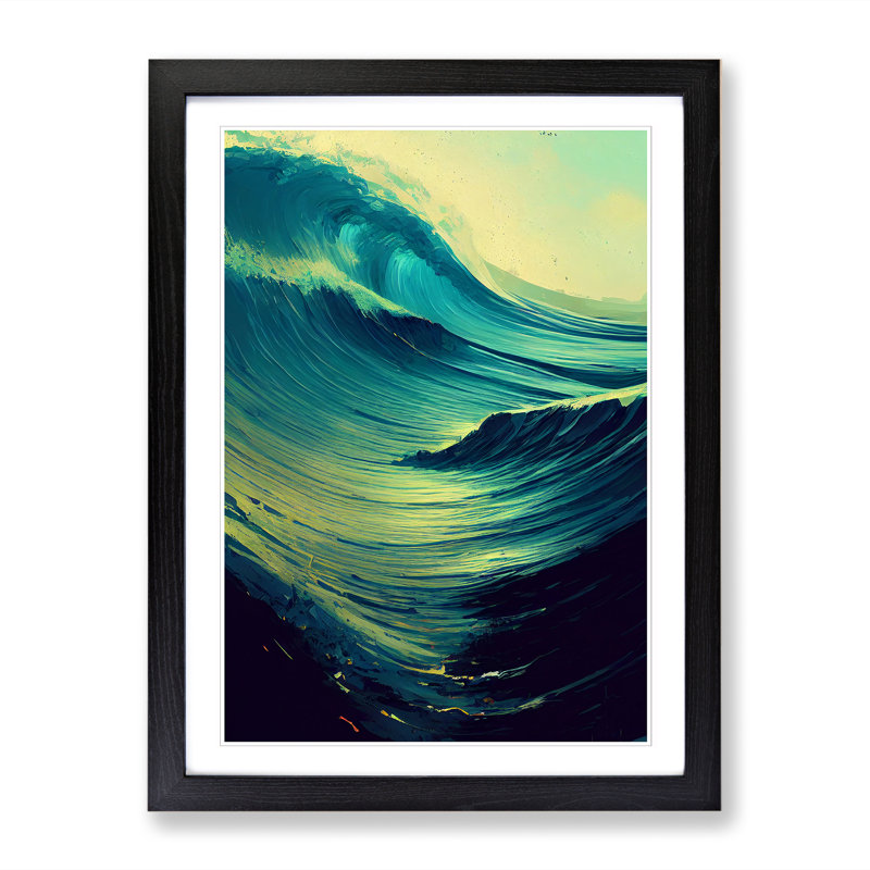 Wave Vol.5 - Single Picture Frame Painting, 64cm H x 46cm W x 2cm D, Walnut