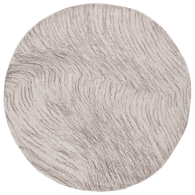 Aniessa Striped Hand Tufted Wool/Cotton Area Rug in Beige, Round 6'