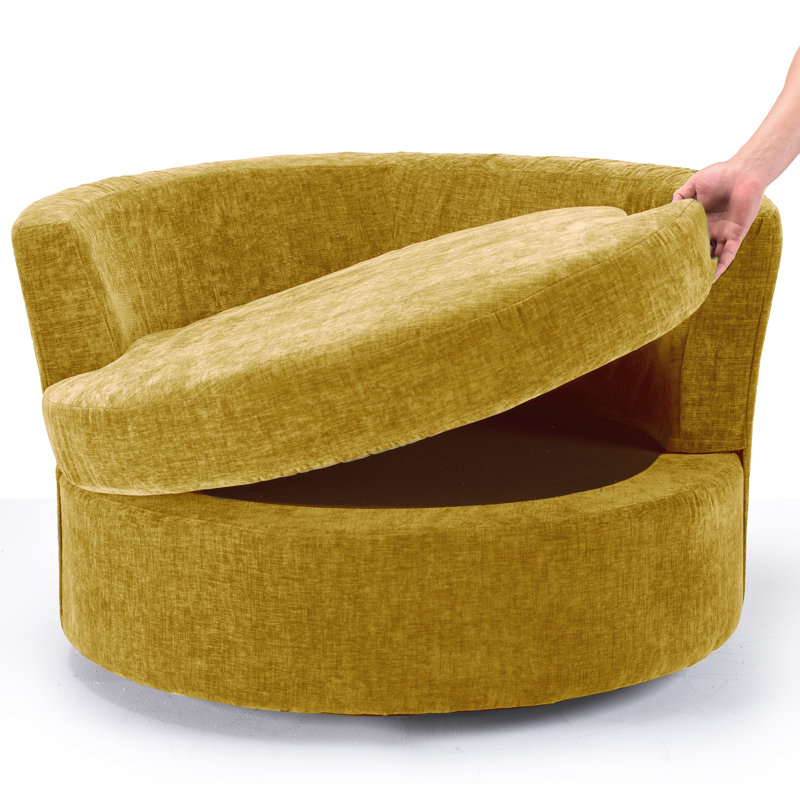 Fauteuil demi-tonneau pivotant l 42,1 po Berey, Polyester jaune