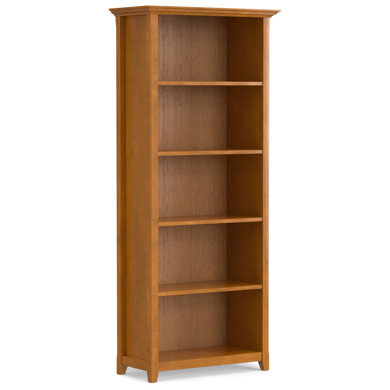 Amherst 30"W Solid Wood 5 Shelf Bookcase with Adjustable Shelves, Brun doré clair