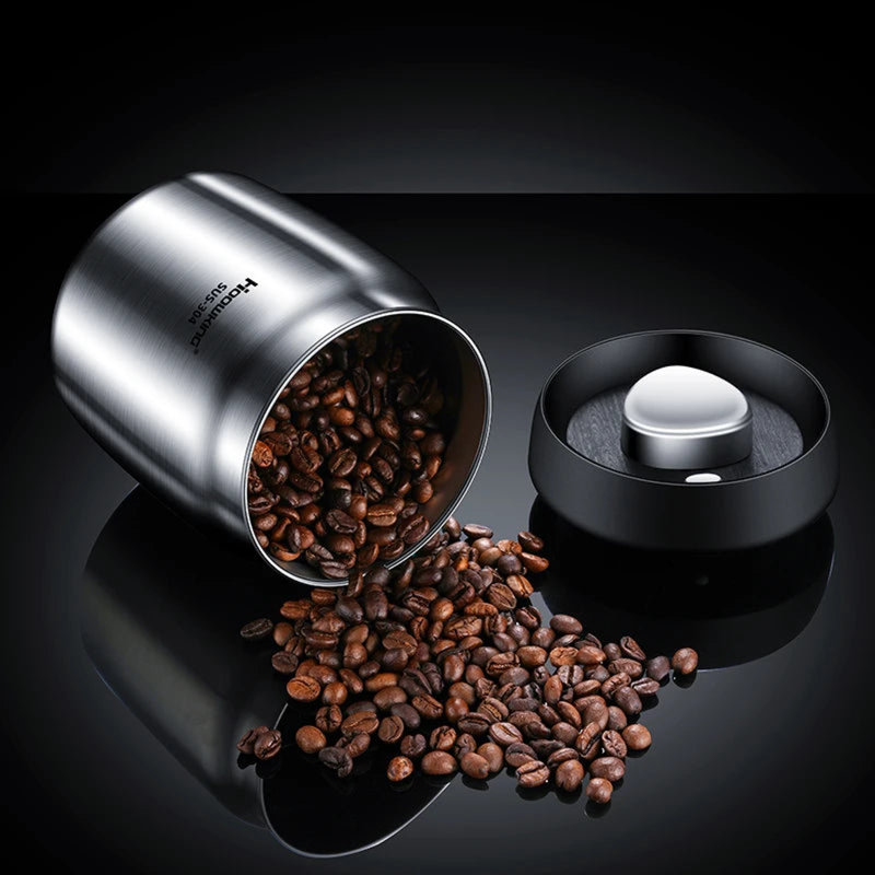 Pot à café en acier inoxydable - Contenant scellé sous vide pour le rangement du café frais, 5,7 oz