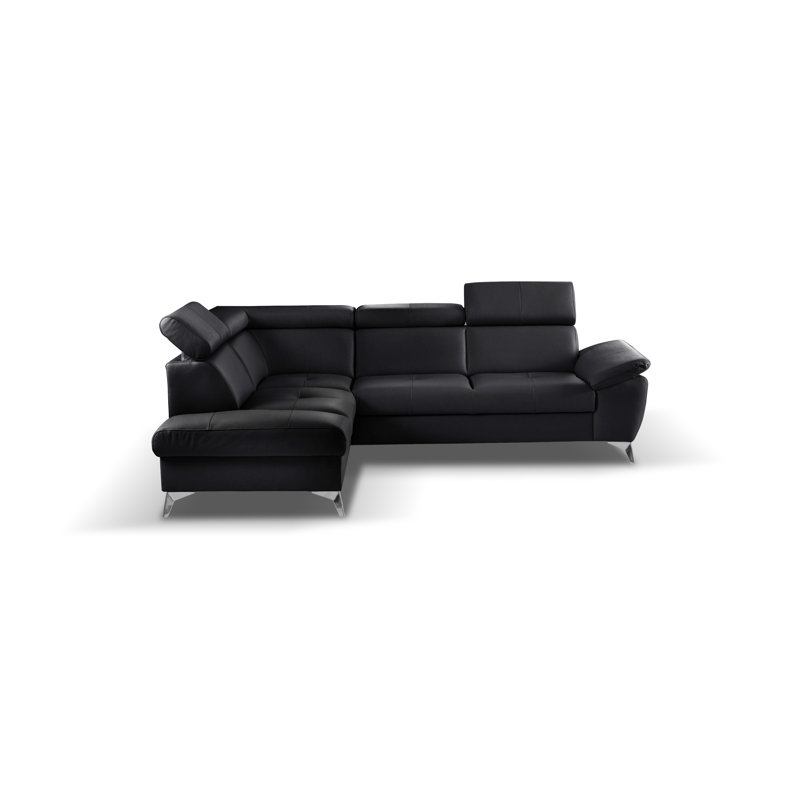 Italian Leather Sleeper Sectional with Pull Out Bed & Storage & Adjustable Headrests & Armrest Milan
