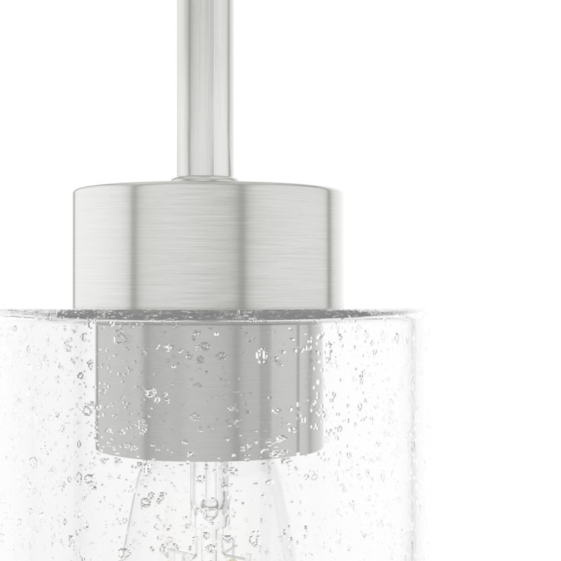 Hartland Brushed Nickel Mini Jar Pendant with Seeded Glass
