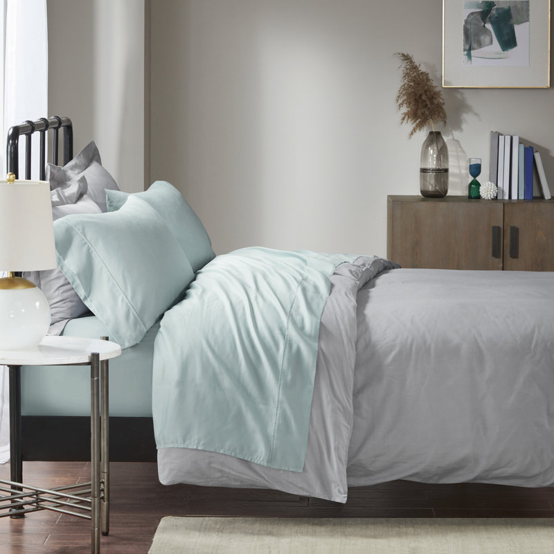 1500 Thread Count Seafoam Cotton Blend 4-Piece King Sheet Set, King Sheet Set with 2 Pillowcases, Seafoam