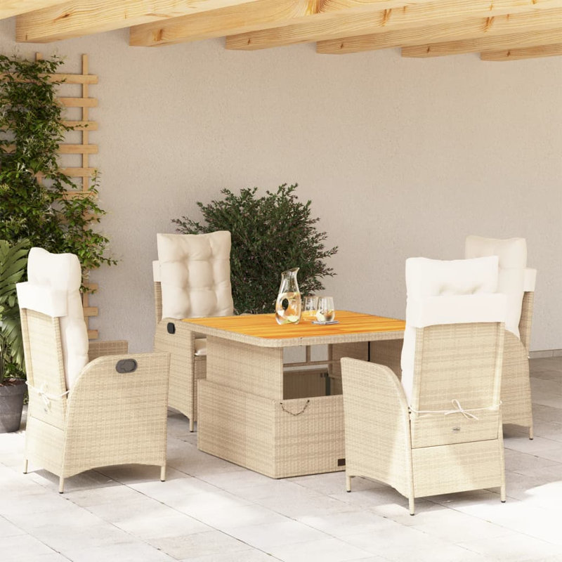  Garden Dining Set Beige, Cream White, Brown