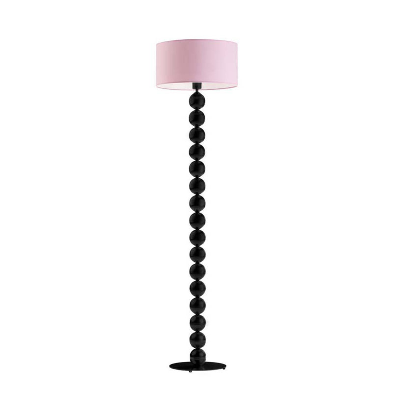 Moody 158cm Traditional Floor Lamp, Black, Light Pink
