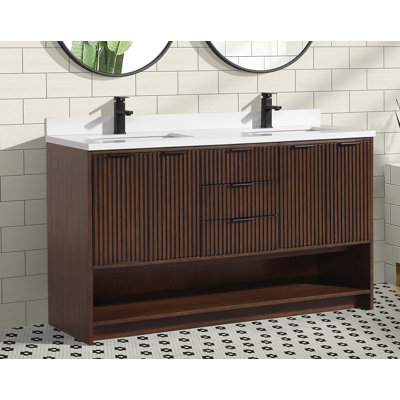 Bortola 55"" Double Bathroom Vanity -  Wade Logan®, 346515AA8EF8479781F80064DA8BA06B