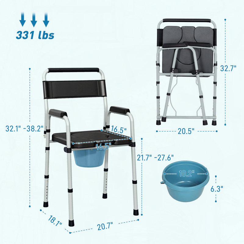 Chaise de chevet à hauteur réglable, pliable et portable