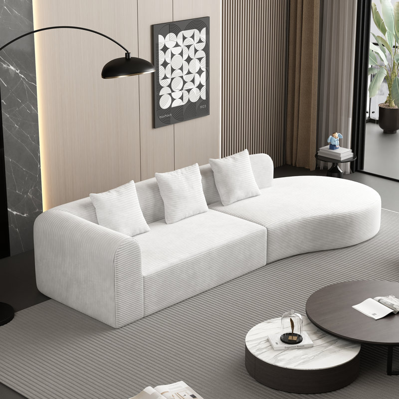 Lochlan 123-Inch Extra-Large Deep Modular Sofa, White Velvet