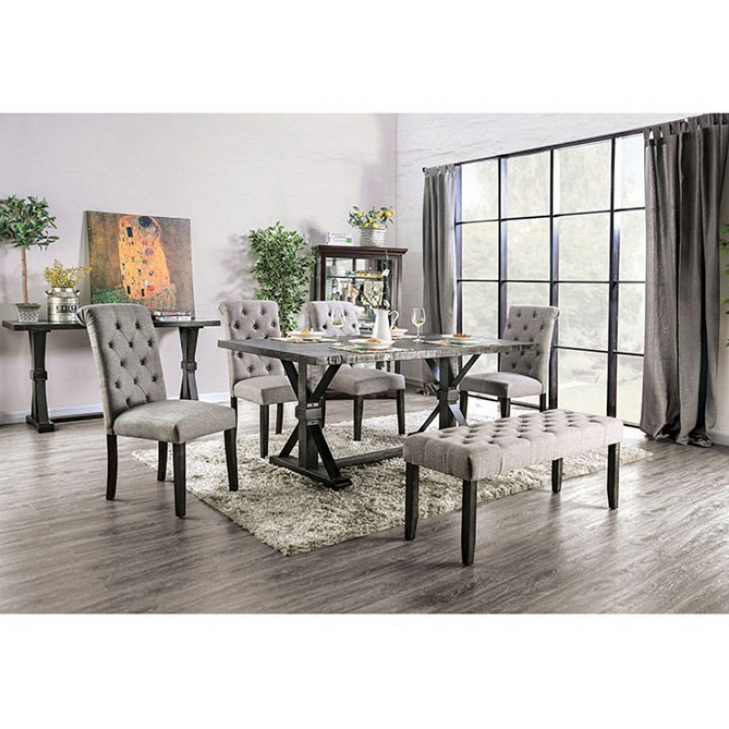 Adaiah Trestle Dining Set, Light Gray