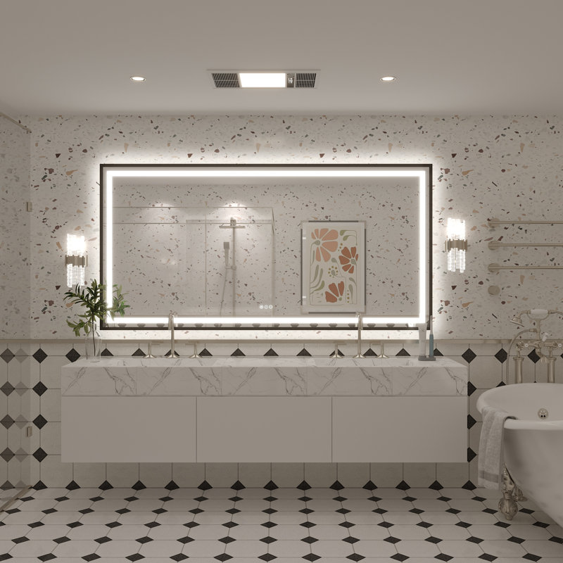 Miroir de salle de bain Molly Framelss, 72 po x 36 po, Noir