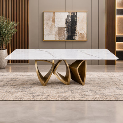 Ensemble de salle à manger Lamont 7 pièces avec table en faux marbre et 6 chaises rembourrées