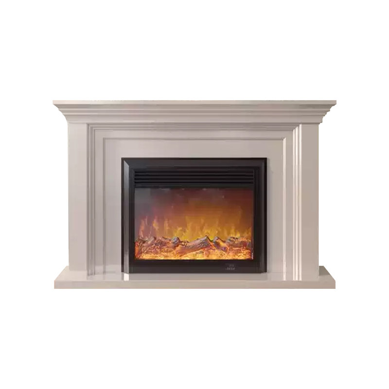 White Solid Wood Freestanding Fireplace