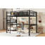 Lit mezzanine avec bureau, panier de rangement, structure en métal et port de charge-125179136