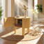 Table de bout ronde avec rangement en bois d'hévéa massif l 19,6 po x P 19,6 po x H 21,3 po