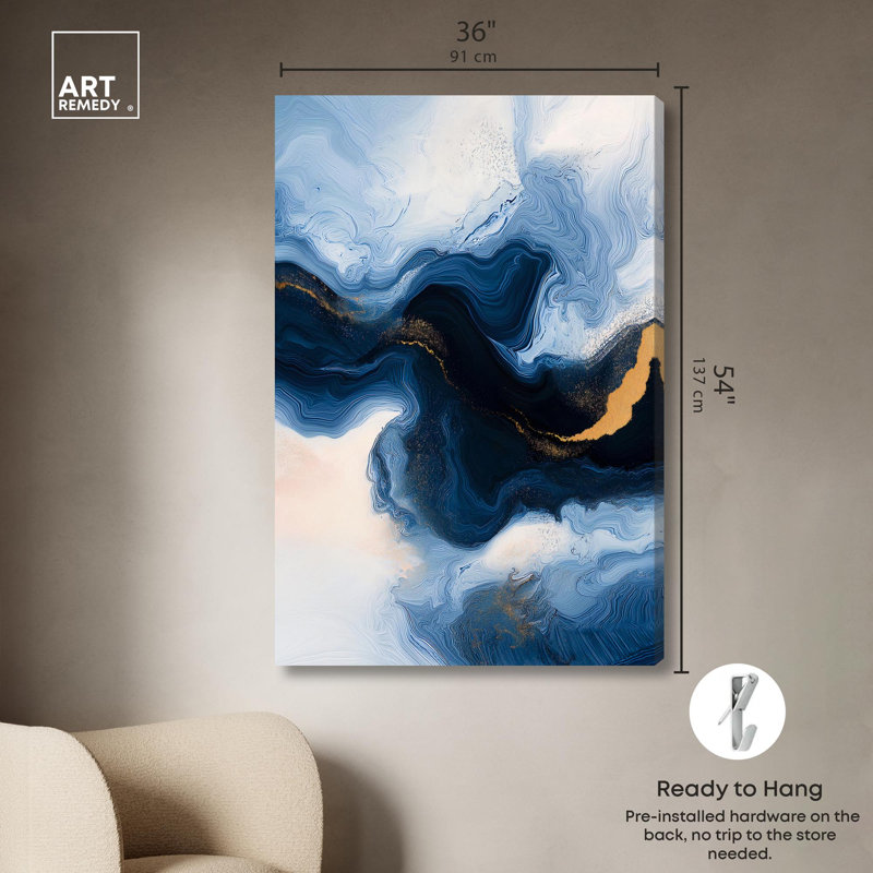 «Blue Deep II» par Blue Geode , H 54 po x l 36 po, Toile tendue, Peinture sans cadre