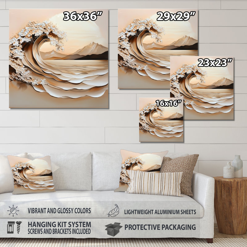 «Thunderous Waves In The Atlantic III - Beach», art mural en métal, impression nautique, 23" H x 23" W