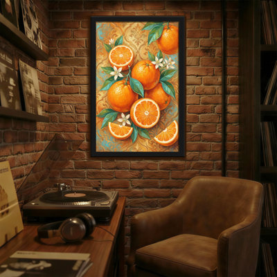 Plants & Flowers Oranges Flowers Leaves Background Pattern Artistic Design Vibrant Colors