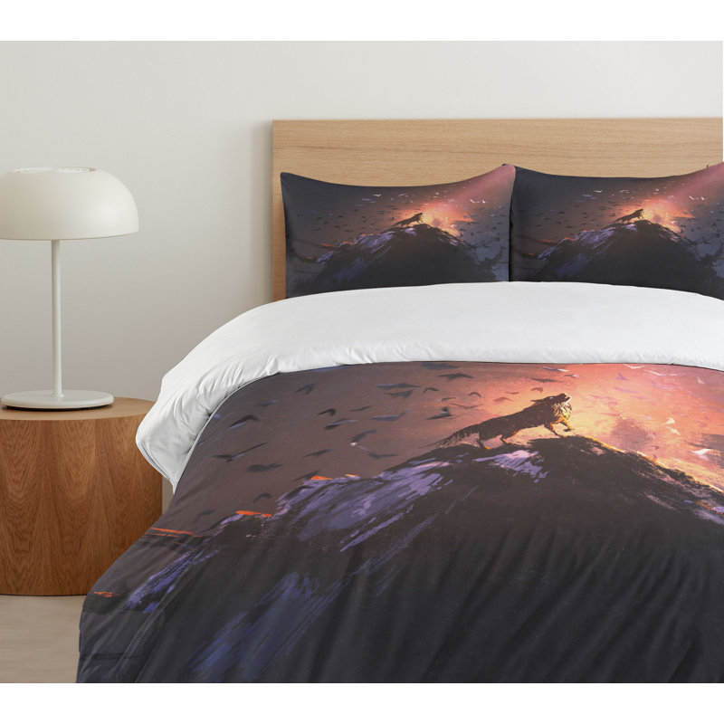 Rustic Polyester Duvet Cover, Queen Duvet Cover + 2 Standard Shams