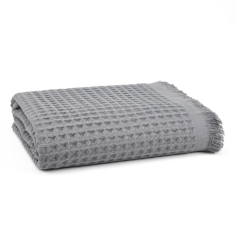 Lycia Turkish Cotton Waffle Bath Towel, Ash Gray