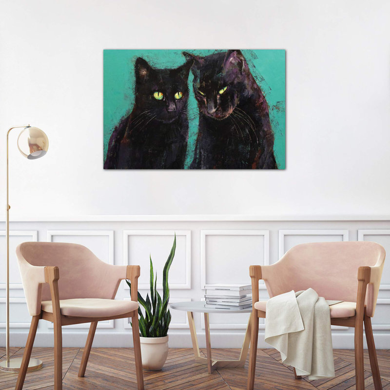 Two Black Cats by Michael Creese - Wrapped Canvas Painting, 66.04 cm H x 45.72 cm W x 1.91 cm D