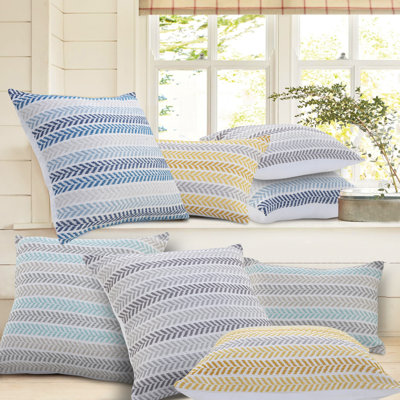 Hand Woven Chevron Textured 100% Cotton Throw Pillow Cover
