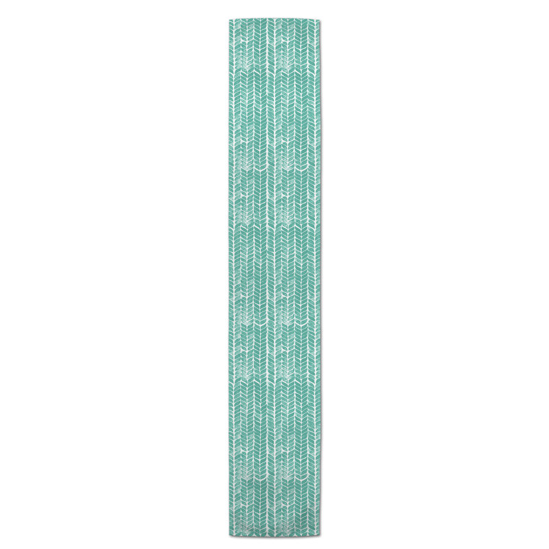 Chemin de table Maribeth, 72 po x 16 po, Bleu sarcelle, Géométrique 2