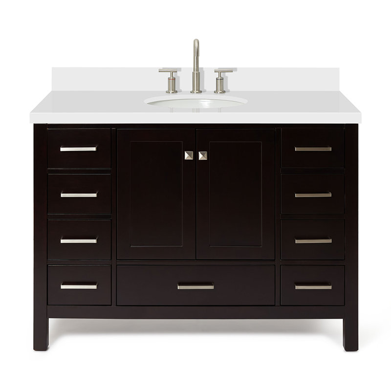 Ensemble de meuble-lavabo simple 43 po Cambridge, Espresso / nickel brossé, 49"