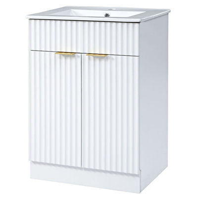 Meuble-lavabo moderne avec lavabo en céramique pour petite salle de bain