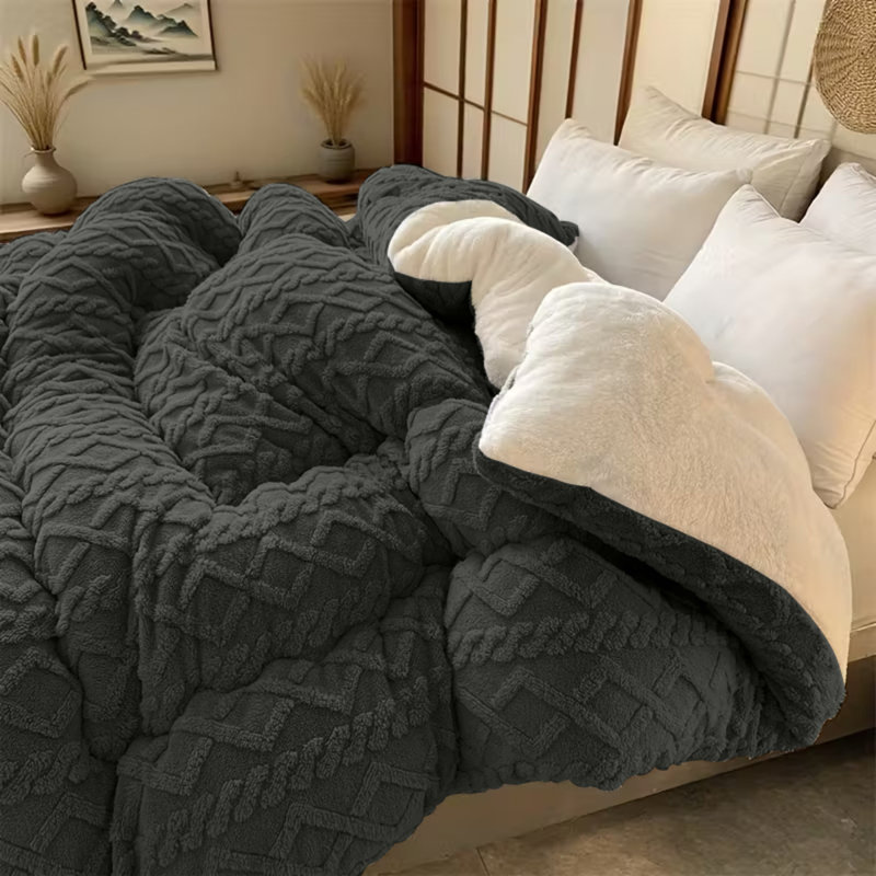 Ensemble d'édredon 2 pièces Warm and Thick, Gris foncé